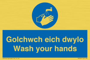 golchwch eich dwylo / wash your hands - safety sign
